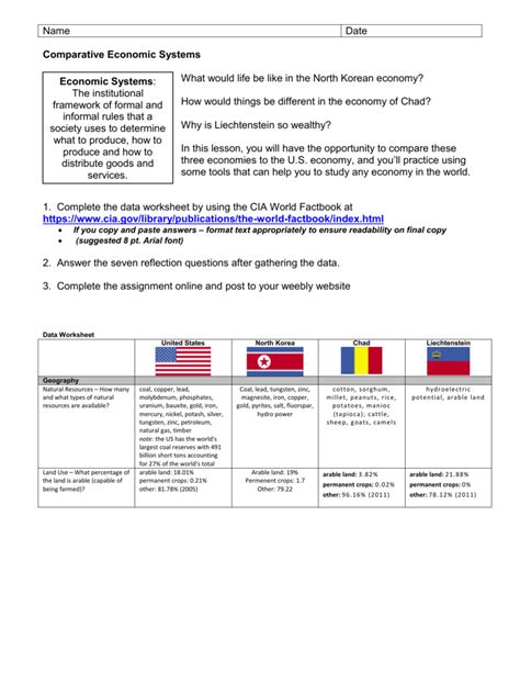exploring economic systems worksheet answer key pdf